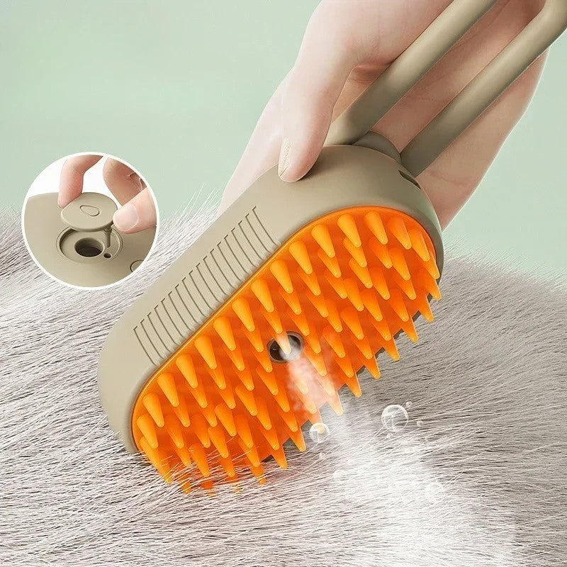 FurEase™ Steam Brush – 3-in-1 Pet Grooming & Massage Tool