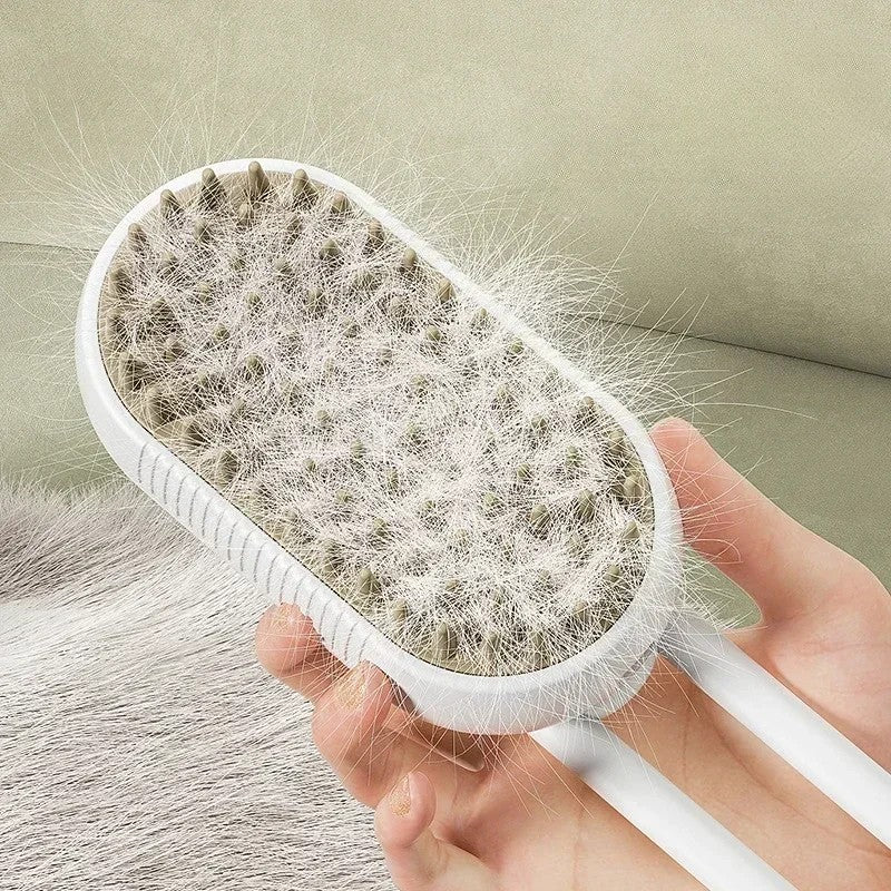 FurEase™ Steam Brush – 3-in-1 Pet Grooming & Massage Tool