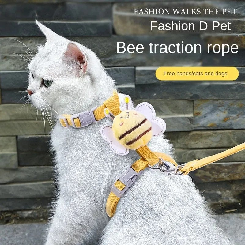 BeeHug™ Harness – Adjustable Cartoon Bee Leash for Cats & Small Dogs