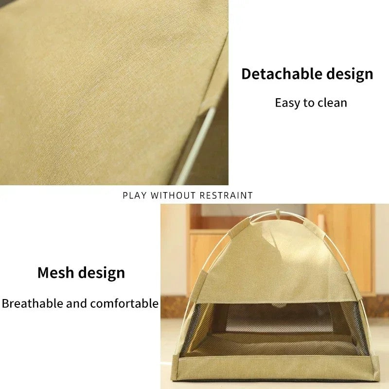 CozyTent™ Cat House – Foldable Canvas Pet Bed for Cats & Small Dogs