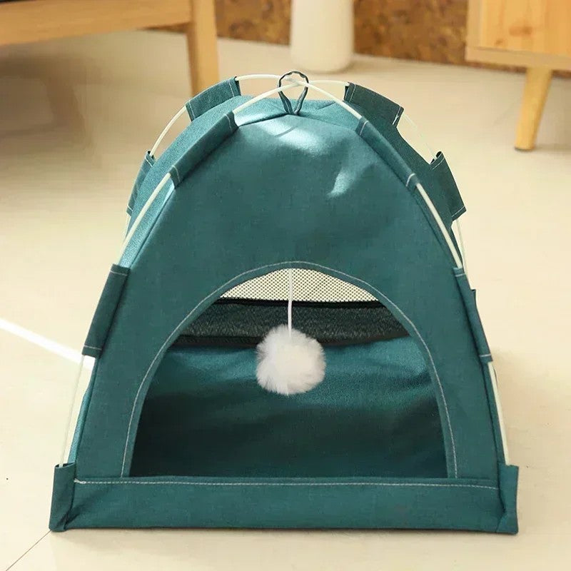 CozyTent™ Cat House – Foldable Canvas Pet Bed for Cats & Small Dogs