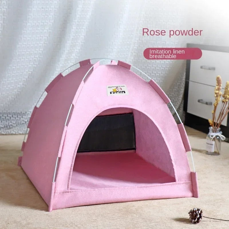 CozyTent™ Cat House – Foldable Canvas Pet Bed for Cats & Small Dogs