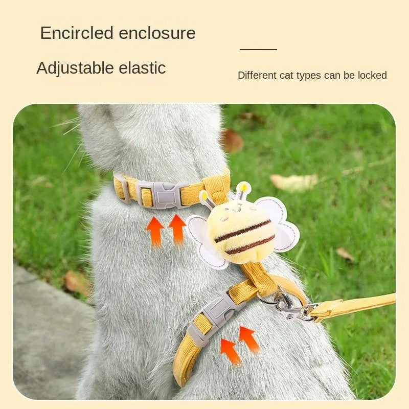 BeeHug™ Harness – Adjustable Cartoon Bee Leash for Cats & Small Dogs