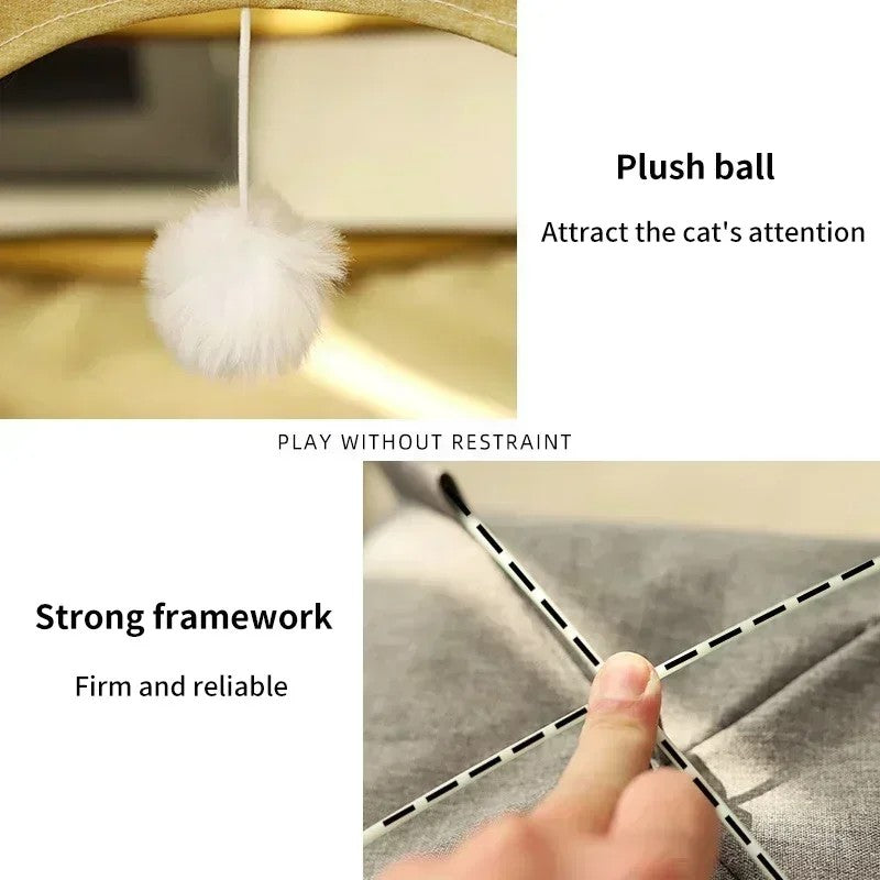 CozyTent™ Cat House – Foldable Canvas Pet Bed for Cats & Small Dogs