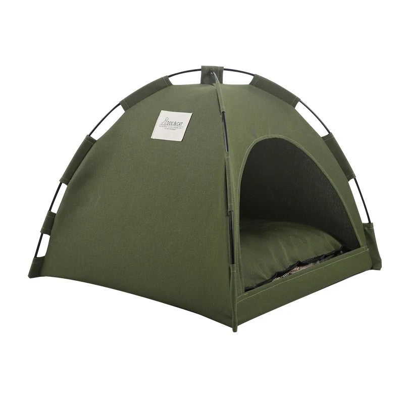 CozyTent™ Cat House – Foldable Canvas Pet Bed for Cats & Small Dogs